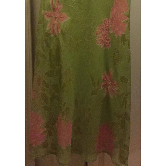 Pink &Green chiffon sequin sleeveless dress Sz 18 - Picture 4 of 4